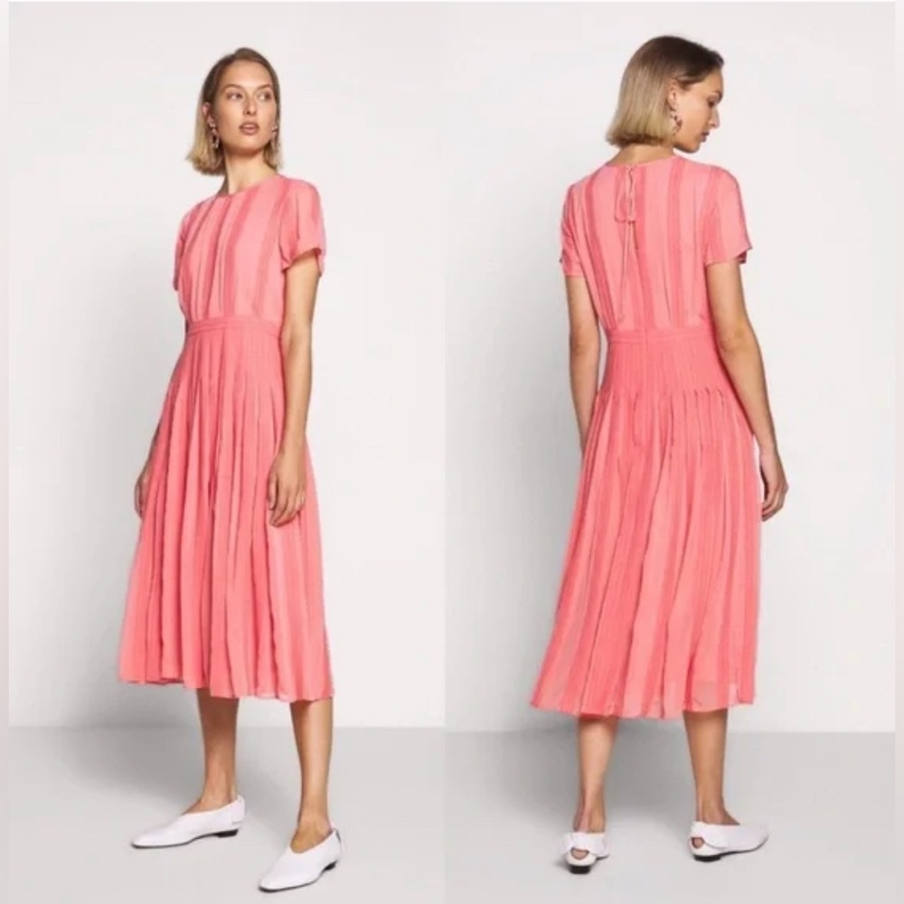 J Crew Embroidered Chiffon Pleated Midi Dress